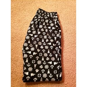 Lightweight boho pants with nautical pattern NWT